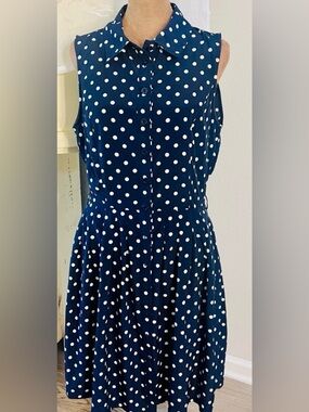 Lg Forever 21 Navy Polka Dot Dress
